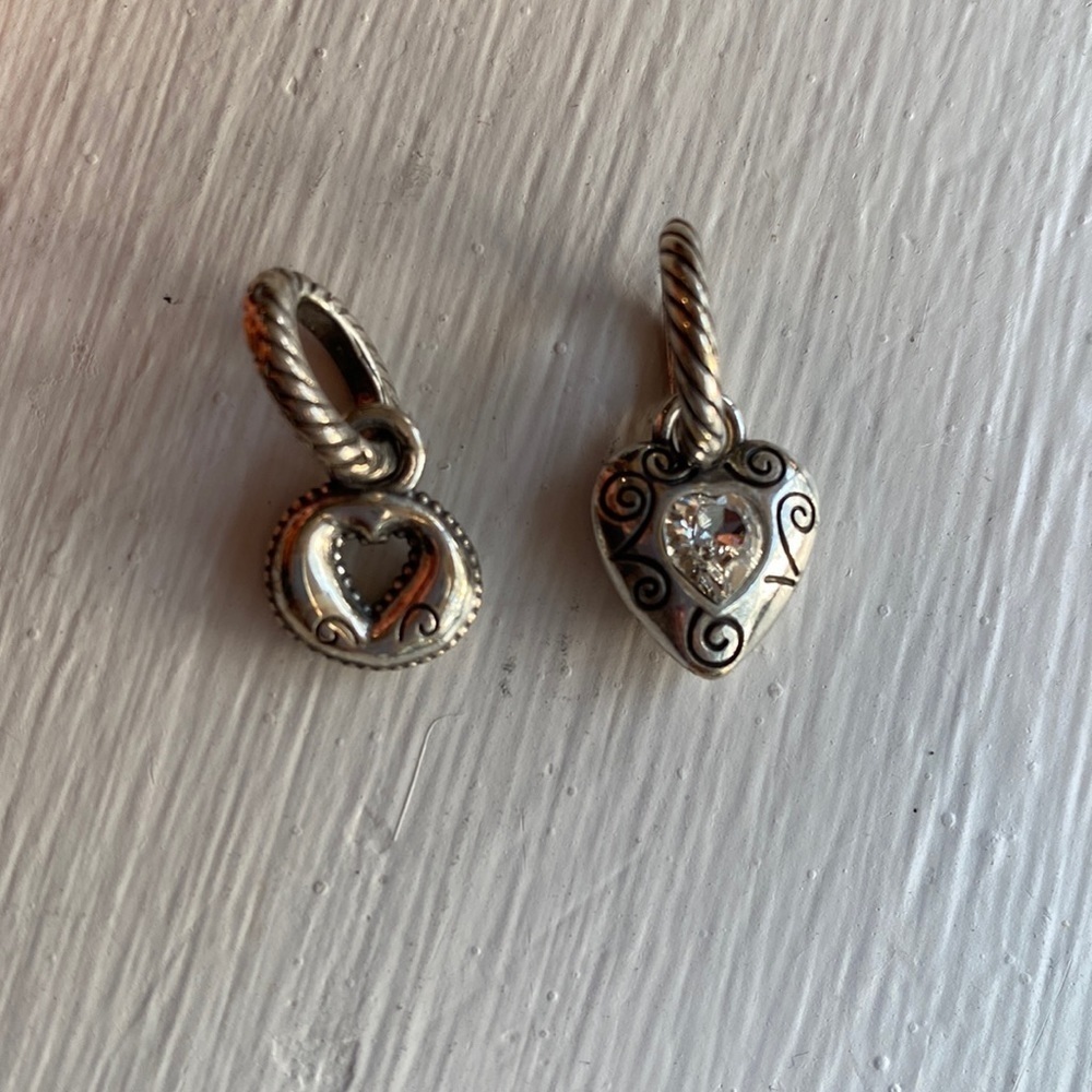 BRIGHTON silver and Swarovski crystal heart love charms set